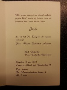 Geboortekaartje Jules